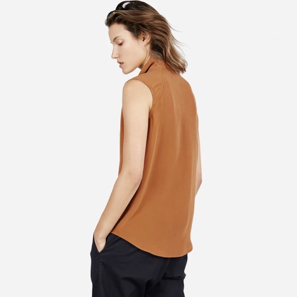 Everlane Silk Sleeveless Rust Orange Blouse, Small - Picture 2 of 8